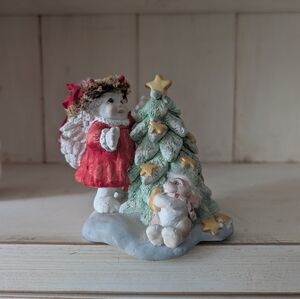 Vintage 1994 Dreamsicles Christmas Tree Shelf Sitter Ceramic Cherub Figurine